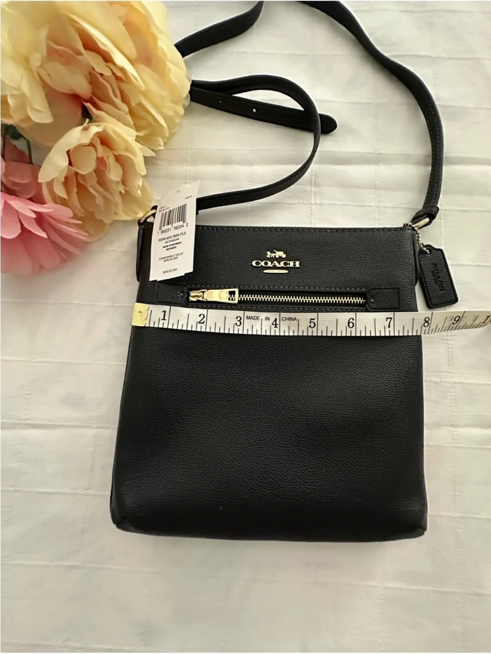 Coach Black Pebbled Leather Crossbody with Gold Hardware - Picture 6 of 9